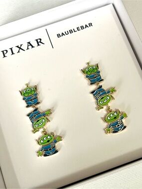 NWT BaubleBar x Pixar Toy Story Pizza Planet Green Alien Drop Earrings - Disney-